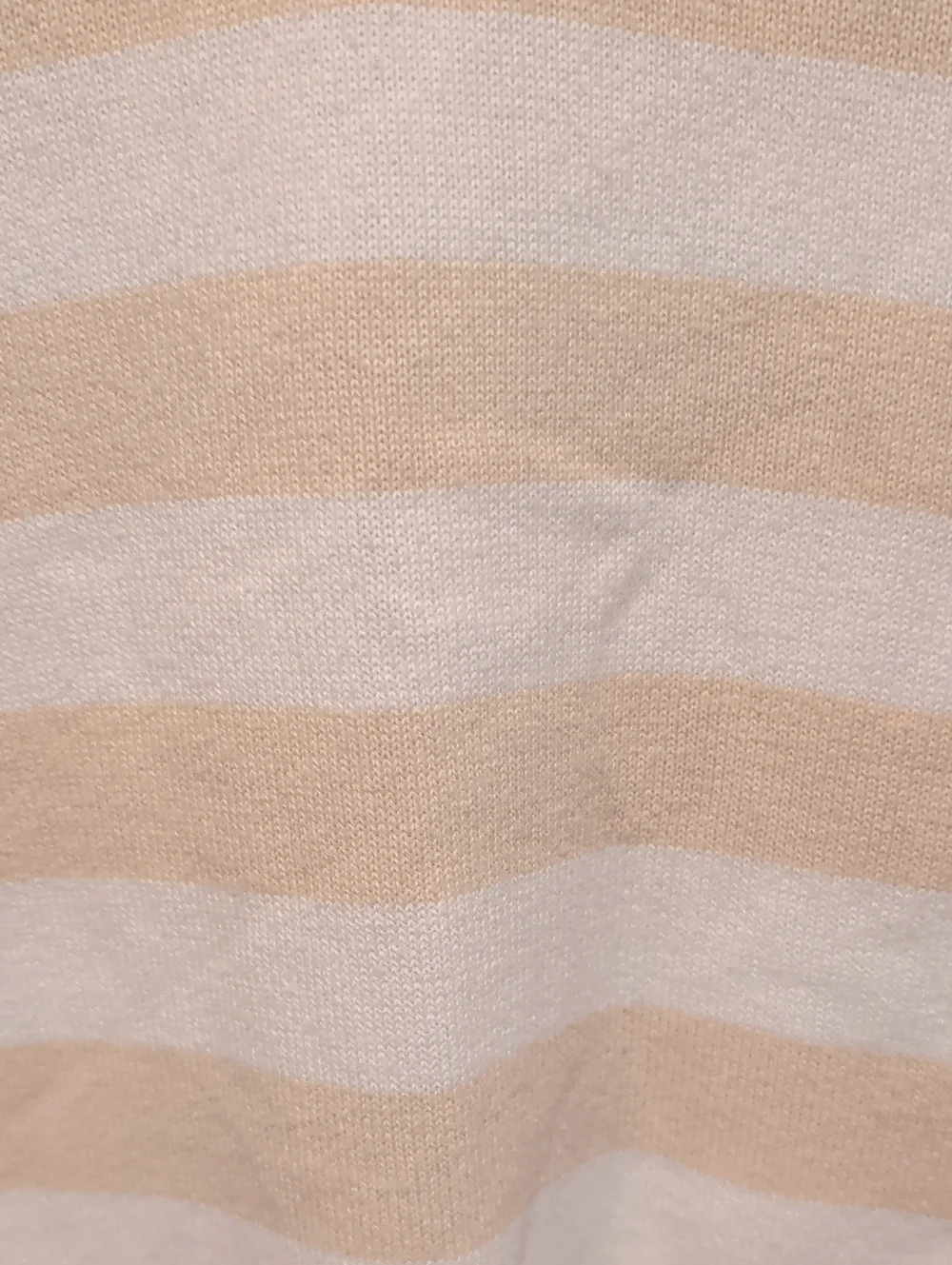JEANNE PIERRE Cotton Cream and White Striped V-Neck Sweater